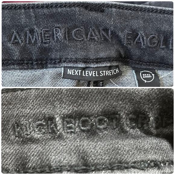 American Eagle Next Level Stretch Black Wash Kick Boot Crop Jean Plus Size 18R - Picture 11 of 12
